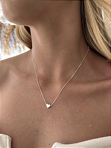 Colar coração metal • folheado a prata