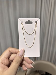 Colar duplo bolinhas • folheado a ouro