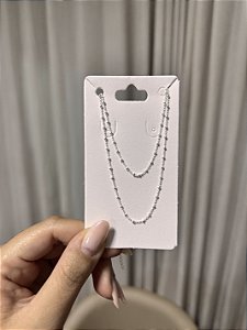Colar duplo bolinhas • folheado a prata