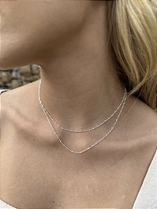 Colar duplo bolinhas • folheado a prata