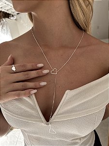 Gravata aro coração • folheado a prata