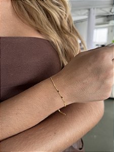 Pulseira coração chapinha • folheado a ouro