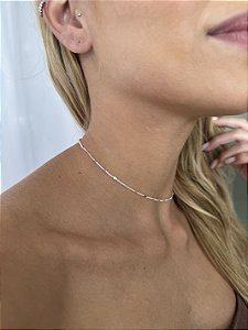 Choker coração chapinha • folheado a prata