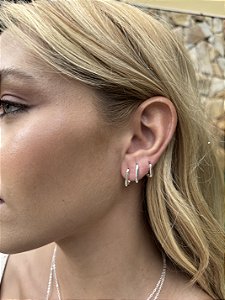 Trio argolas quadrada • folheado a prata