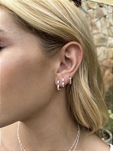 Trio argolas corações • folheado a prata