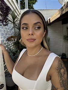 Choker navete cristal • folheado a prata