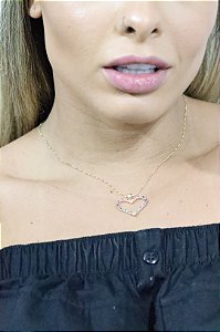 Colar coração baguete G • folheado a ouro