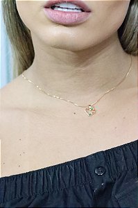 Colar coração baguete P • folheado a ouro