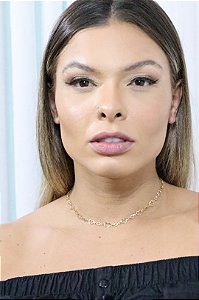 Choker coração duplo • folheado a ouro