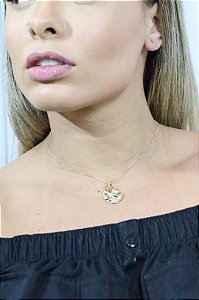 Colar gota amassada • folheado a ouro