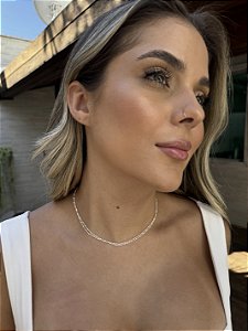 Choker mini bolinhas dupla • folheado a prata