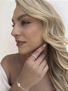 Anel chapinha zircônia • folheado a prata