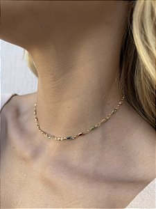 Choker pedra oval • folheado a ouro