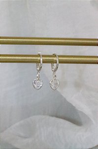 Argola ponto luz coração • folheado a prata