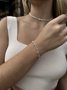 Pulseira borboleta colorida • folheado a prata