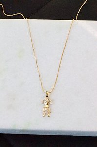 Colar filha vestido cristal • folheado a ouro