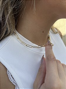Choker corrente grossa • folheado a ouro
