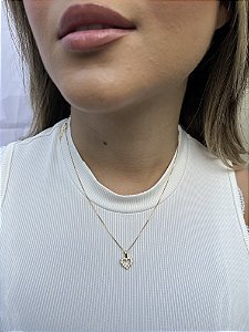 Colar coração bolinha • folheado a ouro