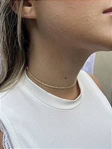 Choker fita brilhos • folheado a ouro
