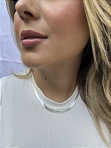Choker fita grossa • folheado a prata