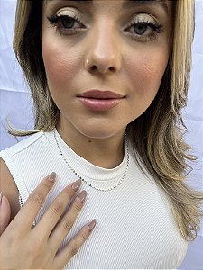 Choker bolinha amassada grossa • folheado a prata