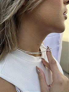 Choker corrente grossa • folheado a prata