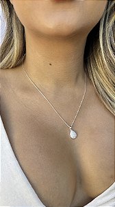 Colar gota cristal • folheado a prata