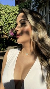 Choker 1 trevo azul acqua • folheado a prata