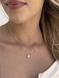 Colar gotinha zircônia • folheado a prata