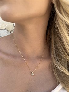 Colar gotinha zircônia • folheado a ouro