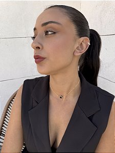 Choker 1 trevo chaton preto • folheado a ouro