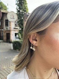 Argola pingente zircônia • folheado a ouro