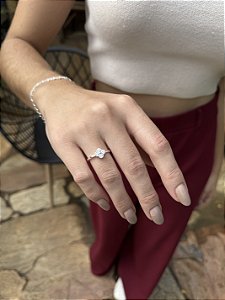 Anel trevo zircônia • folheado a prata