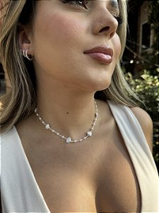 Choker concha pérola • folheado a prata