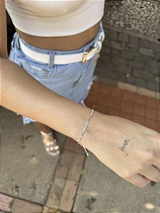 Pulseira bolinha amassada mini • folheado a prata
