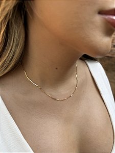 Choker bolinha amassada mini • folheado a ouro