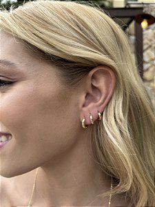 Trio argolas lisas • folheado a ouro