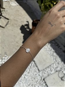 Pulseira coração branco • folheado a prata