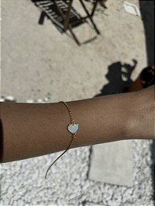 Pulseira coração azul acqua • folheado a ouro