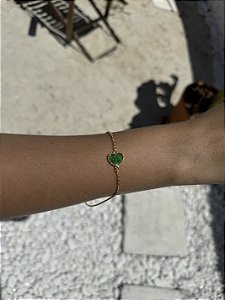 Pulseira coração verde • folheado a ouro