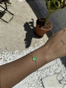 Pulseira coração verde • folheado a prata