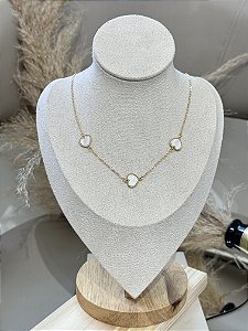 Choker 3 coração branco • folheado a ouro