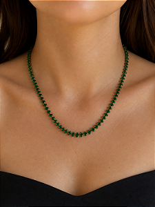 Choker navete verde • folheado a ouro
