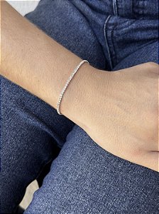 Pulseira strass cristal • folheado a prata