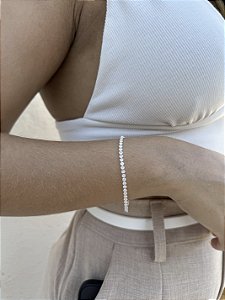 Pulseira riviera redonda • folheado a prata