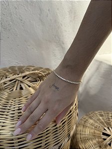 Pulseira riviera redonda folheado a ouro