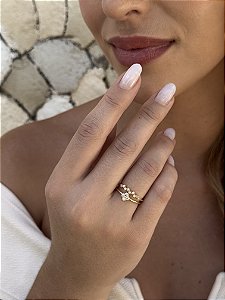 Anel duplo trevo • folheado a ouro