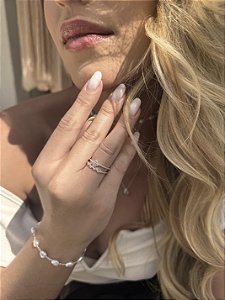 Anel duplo trevo • folheado a prata