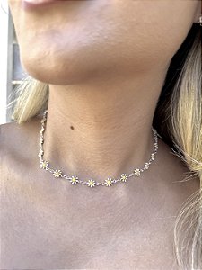 Choker margarida • folheado a prata