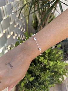 Pulseira bola orgânica • folheado a prata